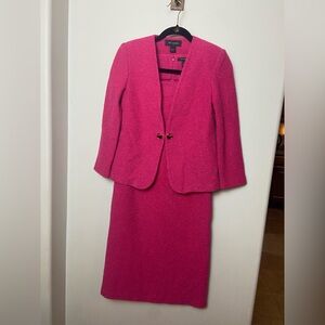 St. John Fuchsia Pink Blazer and Dress Ensemble